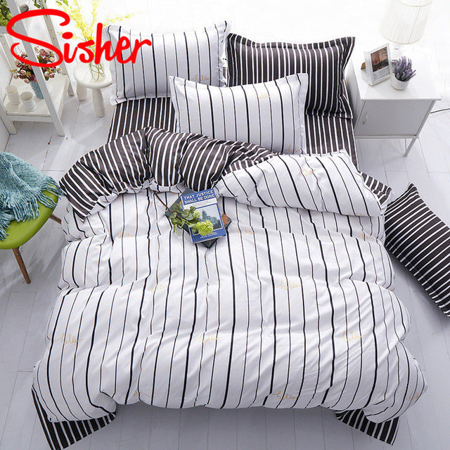 Sisher Simple Bedclothes Bedding Set With Pillowcase Duvet Cover Sets Bed  Linen Single Double Full King Size Covers No Bed Sheet