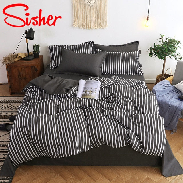 Sisher Simple Bedclothes Bedding Set With Pillowcase Duvet Cover Sets Bed  Linen Single Double Full King Size Covers No Bed Sheet