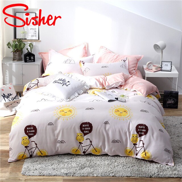 Sisher Simple Bedclothes Bedding Set With Pillowcase Duvet Cover Sets Bed  Linen Single Double Full King Size Covers No Bed Sheet