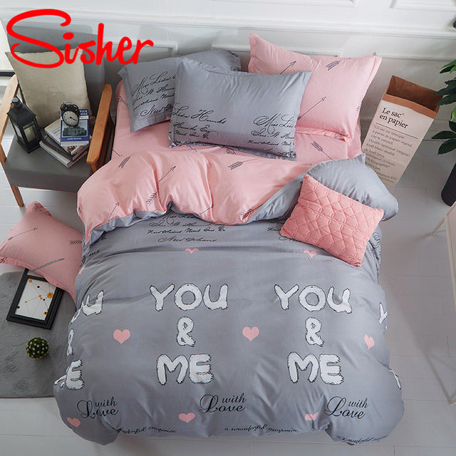 Sisher Simple Bedclothes Bedding Set With Pillowcase Duvet Cover Sets Bed  Linen Single Double Full King Size Covers No Bed Sheet