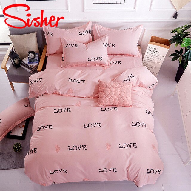 Sisher Simple Bedclothes Bedding Set With Pillowcase Duvet Cover Sets Bed  Linen Single Double Full King Size Covers No Bed Sheet