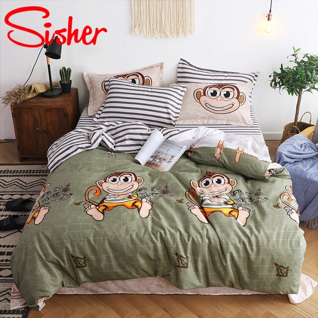 Sisher Simple Bedclothes Bedding Set With Pillowcase Duvet Cover Sets Bed  Linen Single Double Full King Size Covers No Bed Sheet